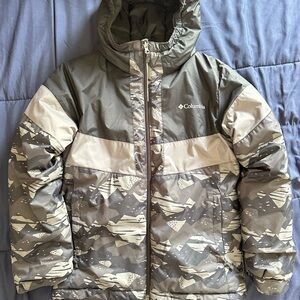 Columbia Kids Olive & Cream Camouflage Puffer Jacket